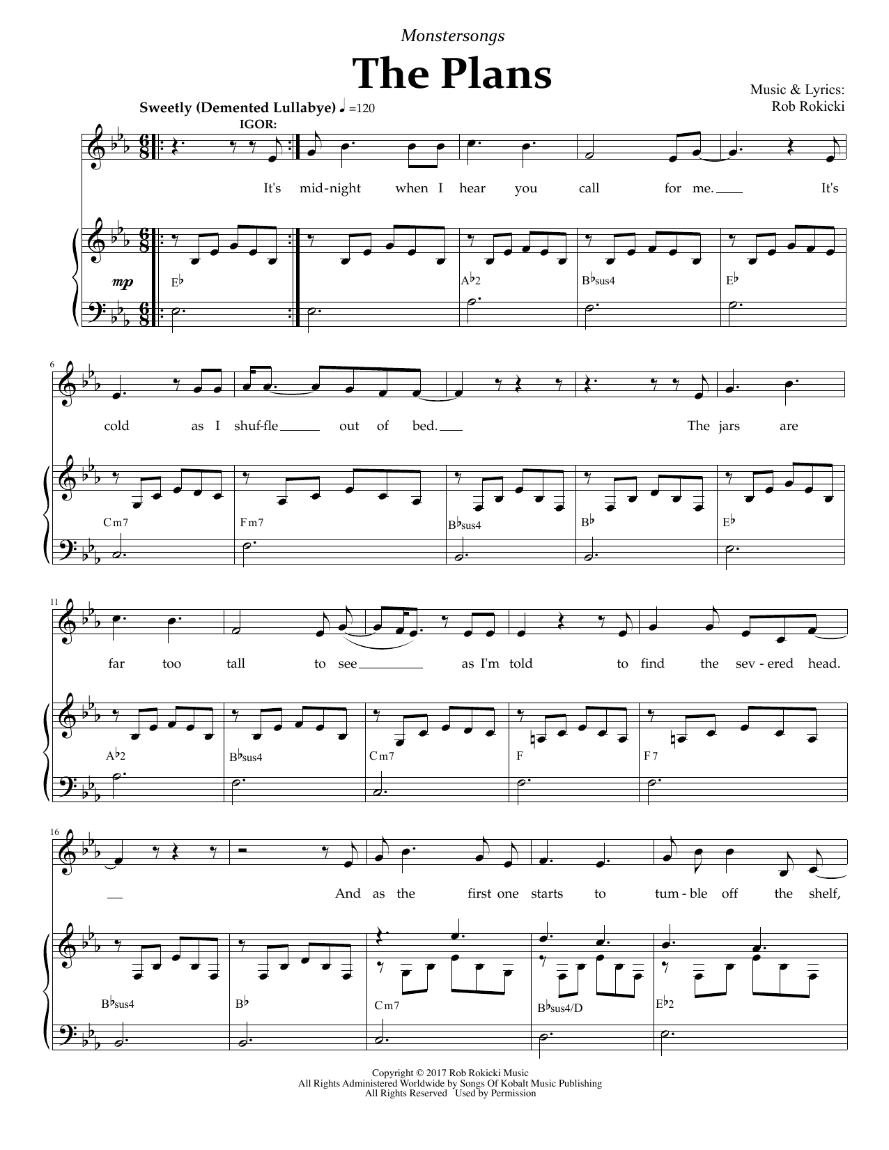 Rob Rokicki The Plans (from Monstersongs) sheet music notes and chords arranged for Piano & Vocal
