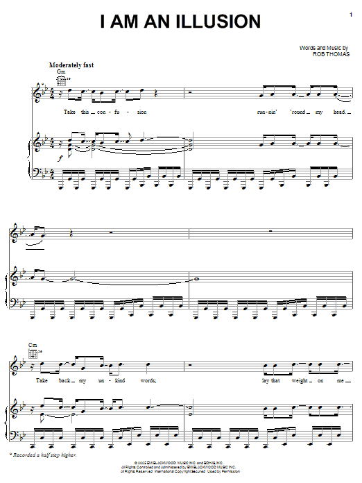 Rob Thomas I Am An Illusion sheet music notes and chords arranged for Piano, Vocal & Guitar Chords (Right-Hand Melody)