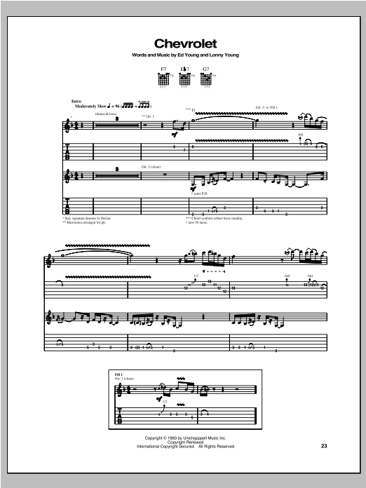 Robben Ford Chevrolet sheet music notes and chords arranged for Guitar Tab