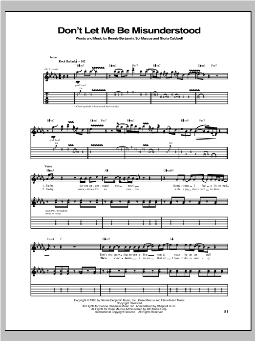 Robben Ford Don't Let Me Be Misunderstood sheet music notes and chords arranged for Guitar Tab