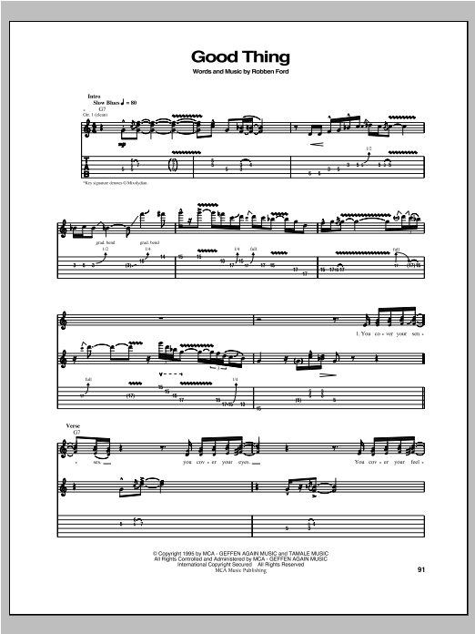 Robben Ford Good Thing sheet music notes and chords arranged for Guitar Tab
