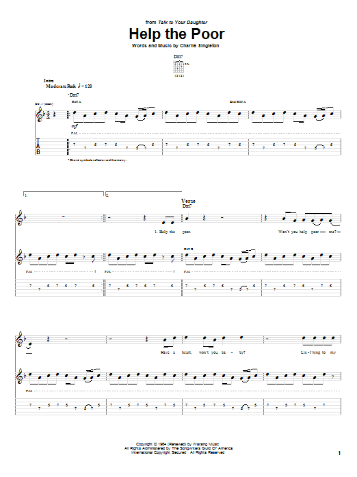 Robben Ford Help The Poor sheet music notes and chords arranged for Guitar Tab