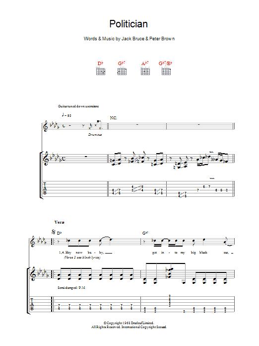 Robben Ford Politician sheet music notes and chords arranged for Guitar Tab