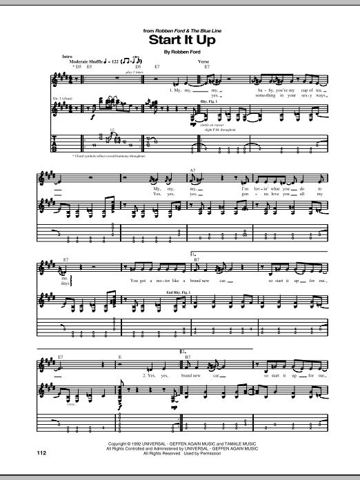 Robben Ford Start It Up sheet music notes and chords arranged for Guitar Tab