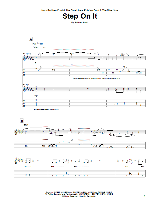 Robben Ford Step On It sheet music notes and chords arranged for Guitar Tab