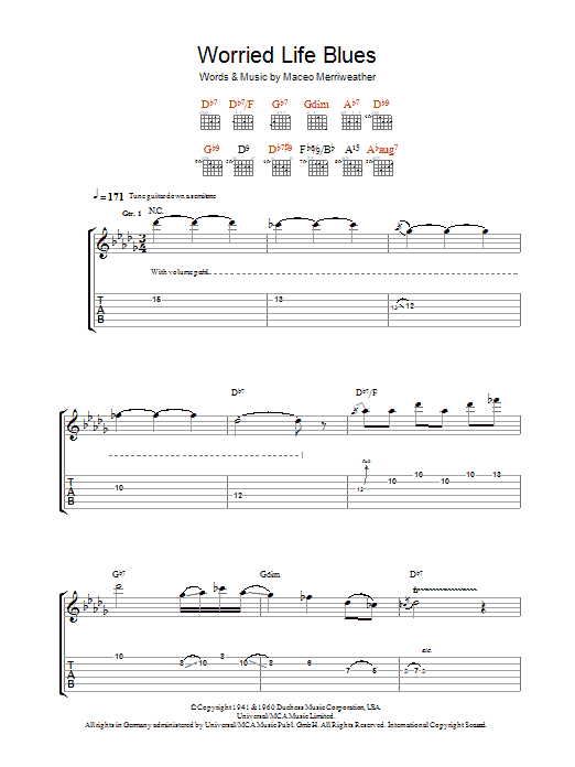 Robben Ford Worried Life Blues sheet music notes and chords arranged for Guitar Tab