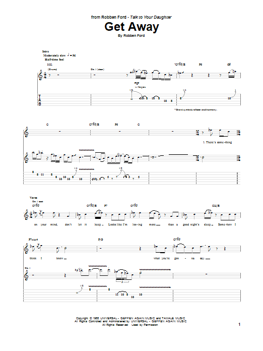 Robben Ford Get Away sheet music notes and chords arranged for Guitar Tab