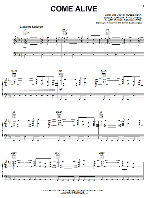 Robbie Seay Band Come Alive sheet music notes and chords arranged for Piano, Vocal & Guitar Chords (Right-Hand Melody)