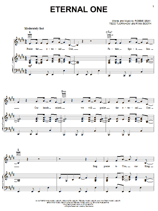 Robbie Seay Band Eternal One sheet music notes and chords arranged for Piano, Vocal & Guitar Chords (Right-Hand Melody)