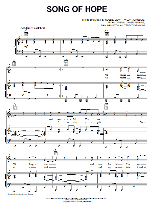 Robbie Seay Band Song Of Hope sheet music notes and chords arranged for Lead Sheet / Fake Book