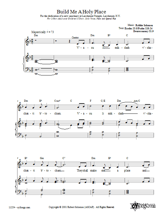 Robbie Solomon Build Me a Holy Place sheet music notes and chords arranged for 2-Part Choir