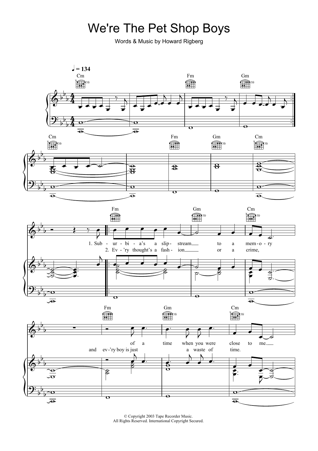 Robbie Williams We're The Pet Shop Boys sheet music notes and chords arranged for Piano, Vocal & Guitar Chords