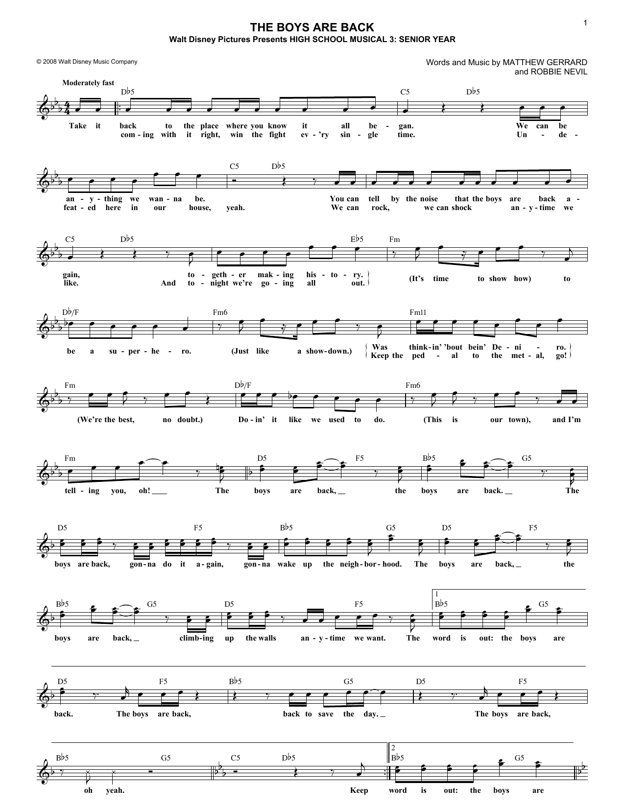 Robbie Nevil The Boys Are Back sheet music notes and chords. Download Printable PDF.