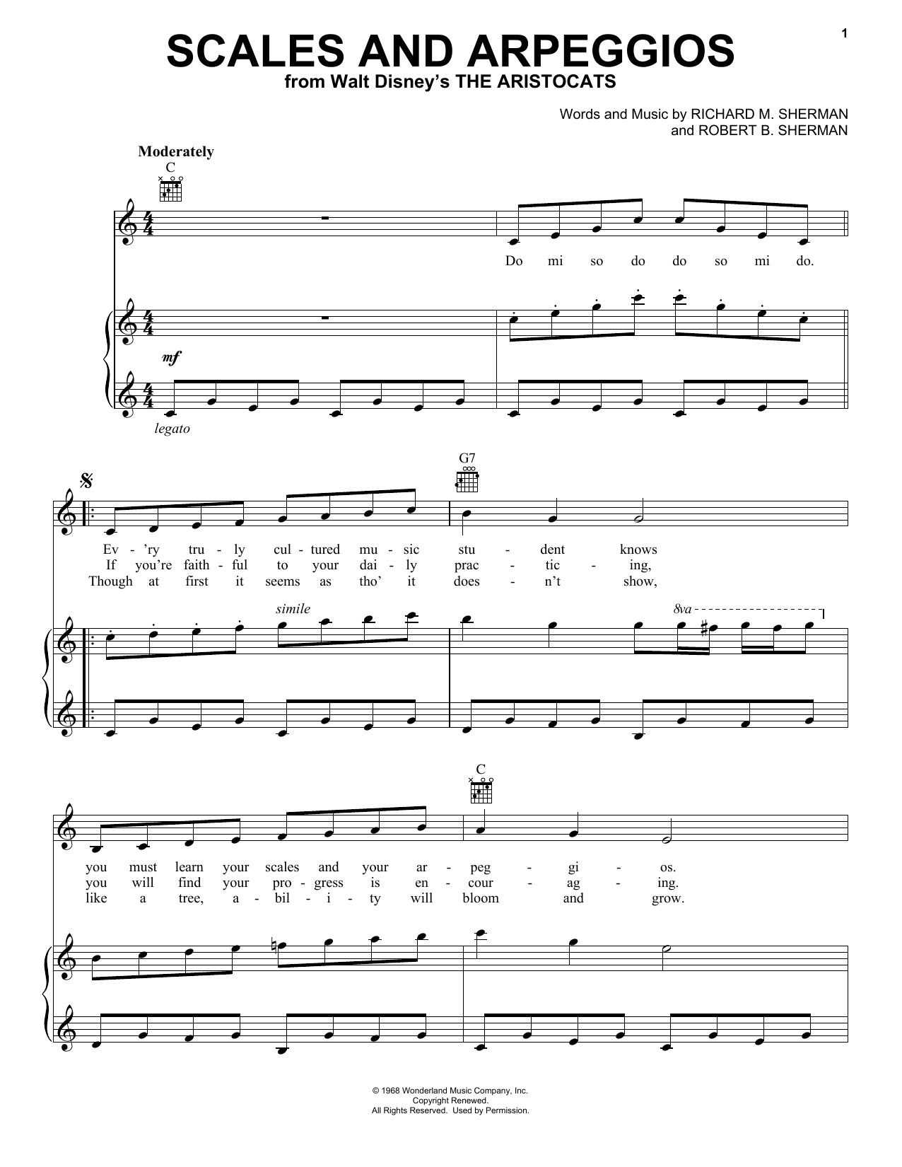 Sherman Brothers Scales And Arpeggios sheet music notes and chords arranged for Educational Piano