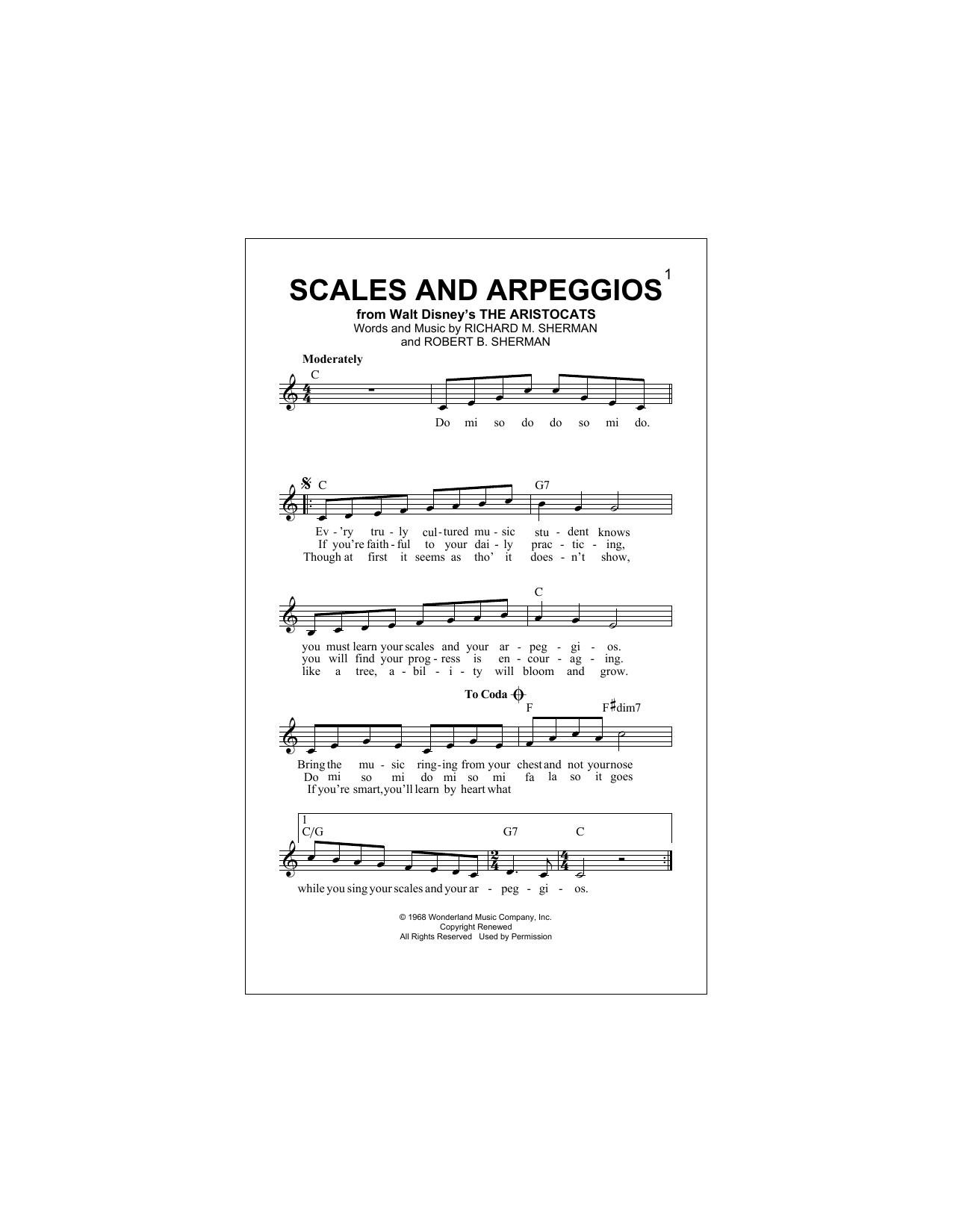 Robert B. Sherman Scales And Arpeggios sheet music notes and chords arranged for Lead Sheet / Fake Book