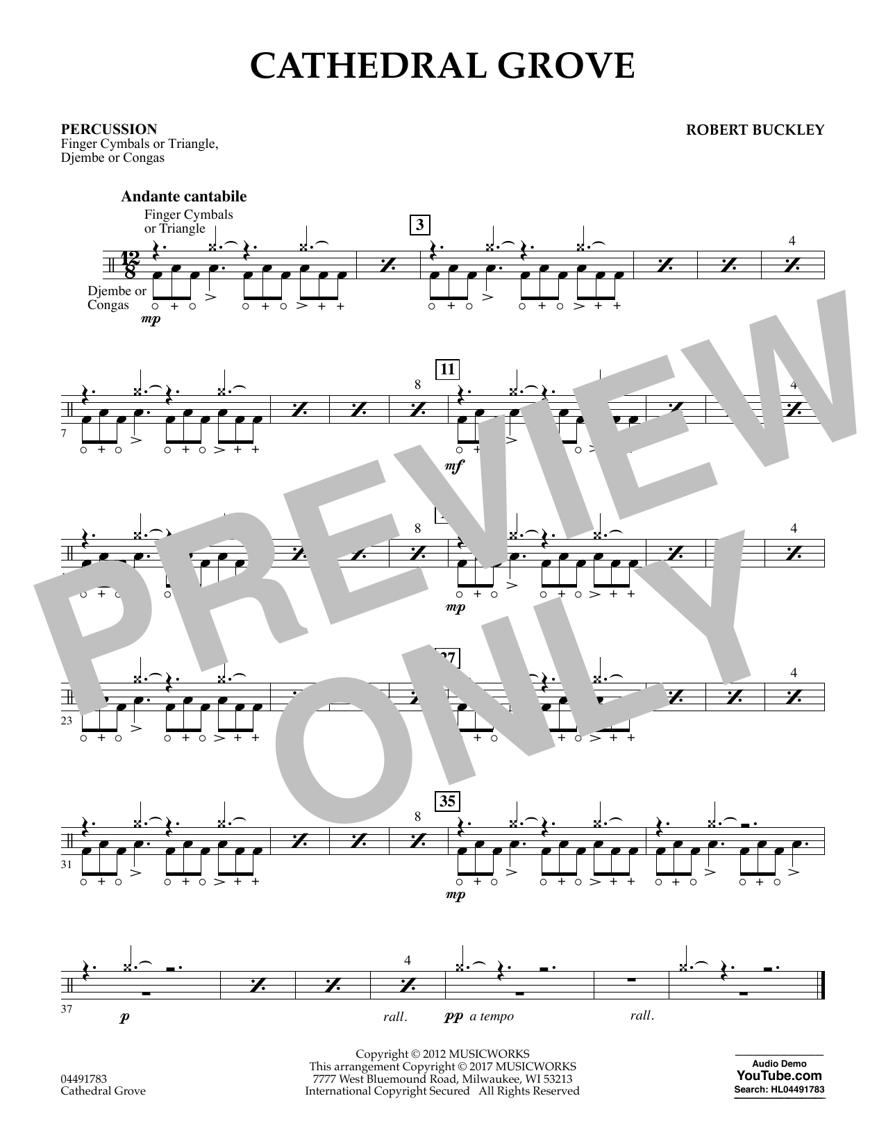 Robert Buckley Cathedral Grove - Percussion sheet music notes and chords arranged for Orchestra