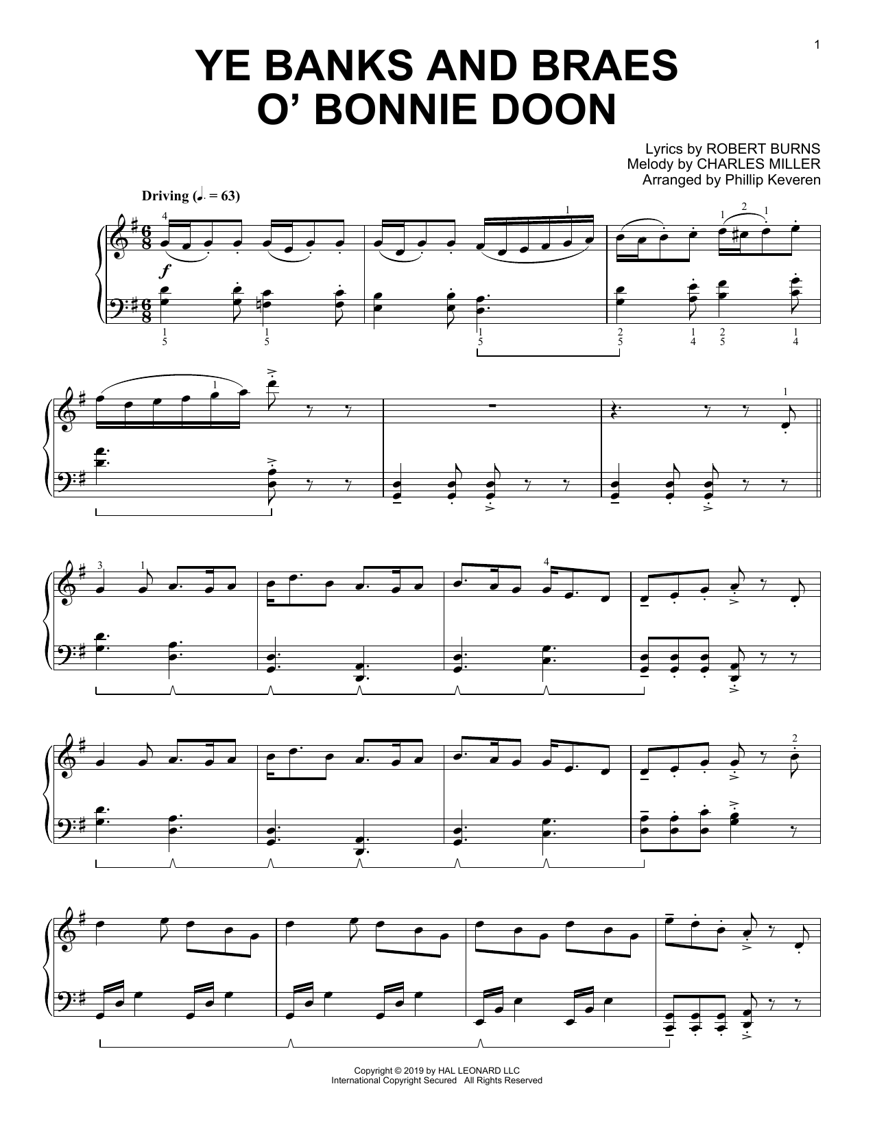 Robert Burns Ye Banks And Braes O' Bonnie Doon (arr. Phillip Keveren) sheet music notes and chords arranged for Piano Solo
