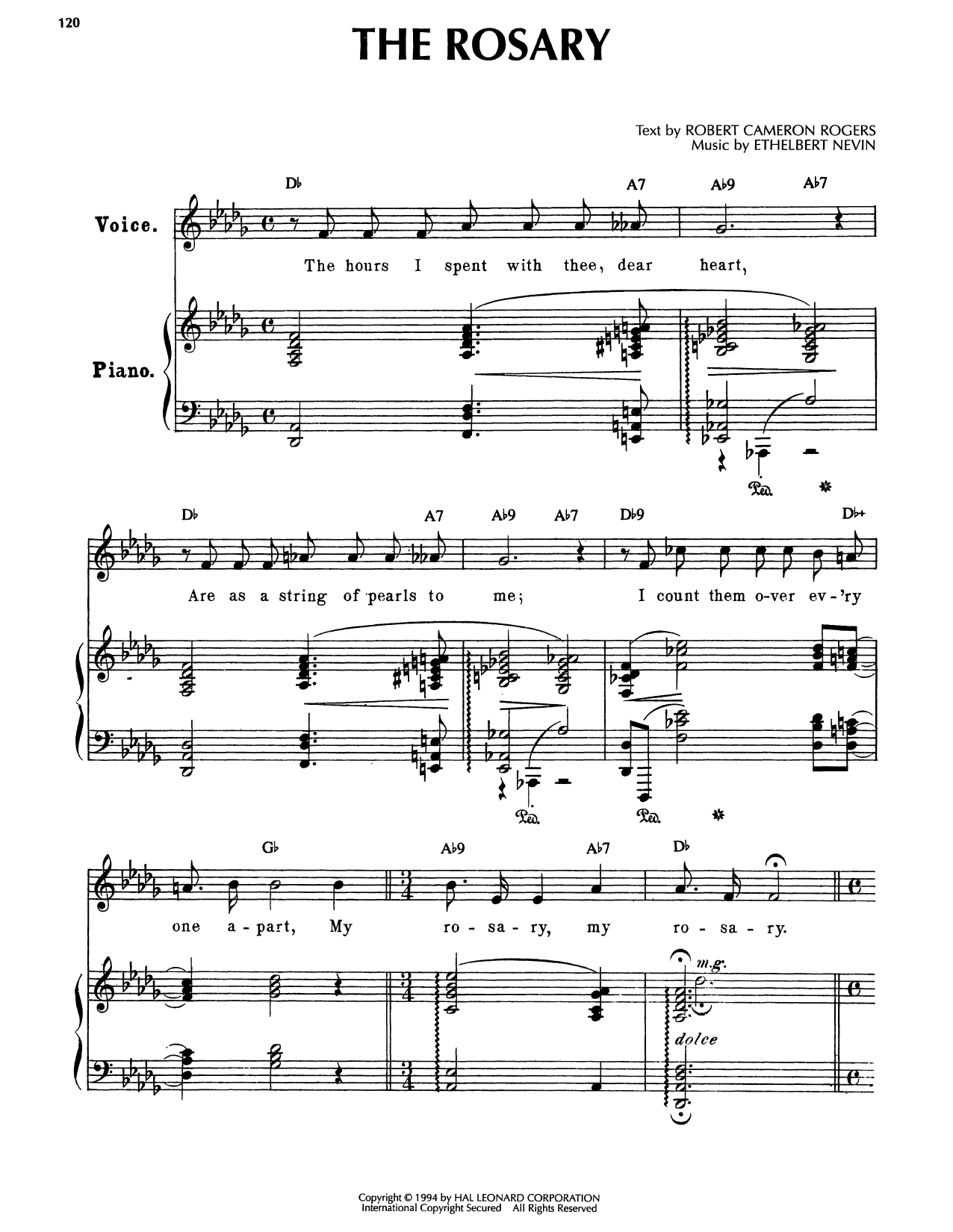 Robert Cameron Rogers The Rosary sheet music notes and chords arranged for Piano, Vocal & Guitar Chords (Right-Hand Melody)