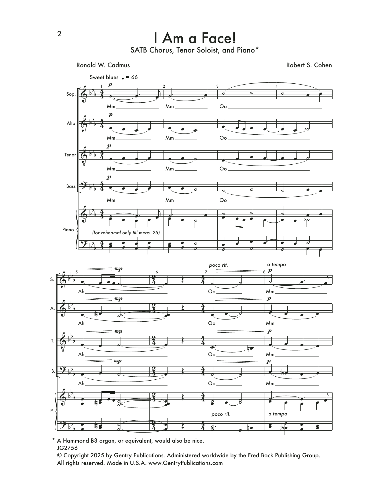 Robert Cohen I Am A Face! sheet music notes and chords arranged for TTBB Choir