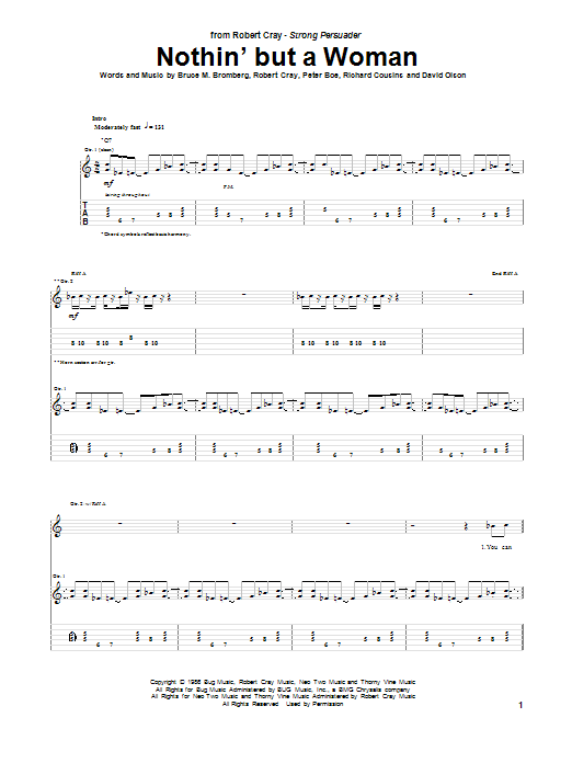 Robert Cray Nothin' But A Woman sheet music notes and chords arranged for Guitar Tab