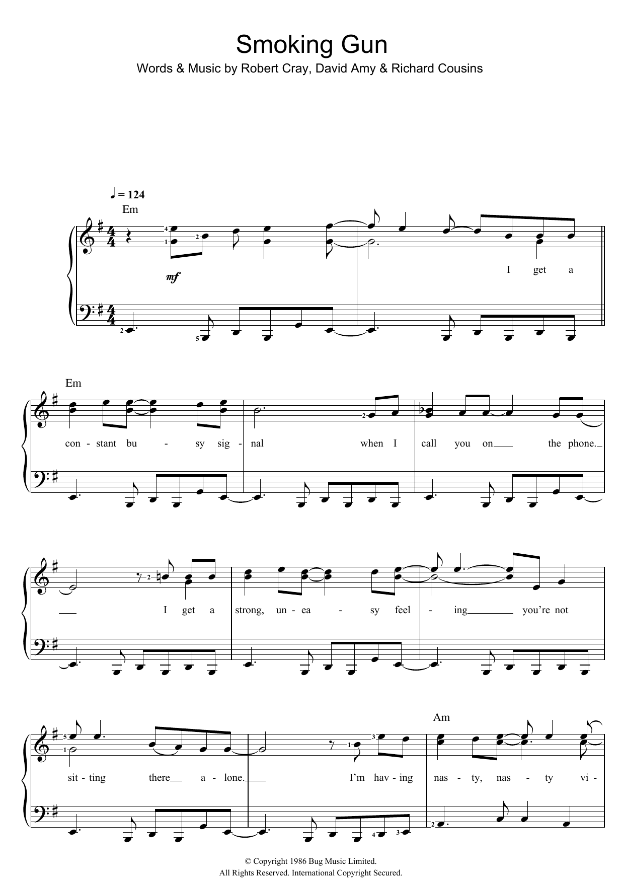 Robert Cray Smoking Gun sheet music notes and chords arranged for Real Book – Melody, Lyrics & Chords