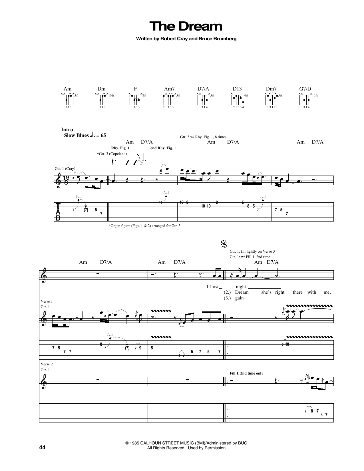 Robert Cray The Dream sheet music notes and chords arranged for Guitar Tab
