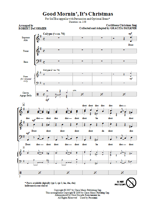 Robert DeCormier Good Mornin', It's Christmas sheet music notes and chords arranged for SATB Choir