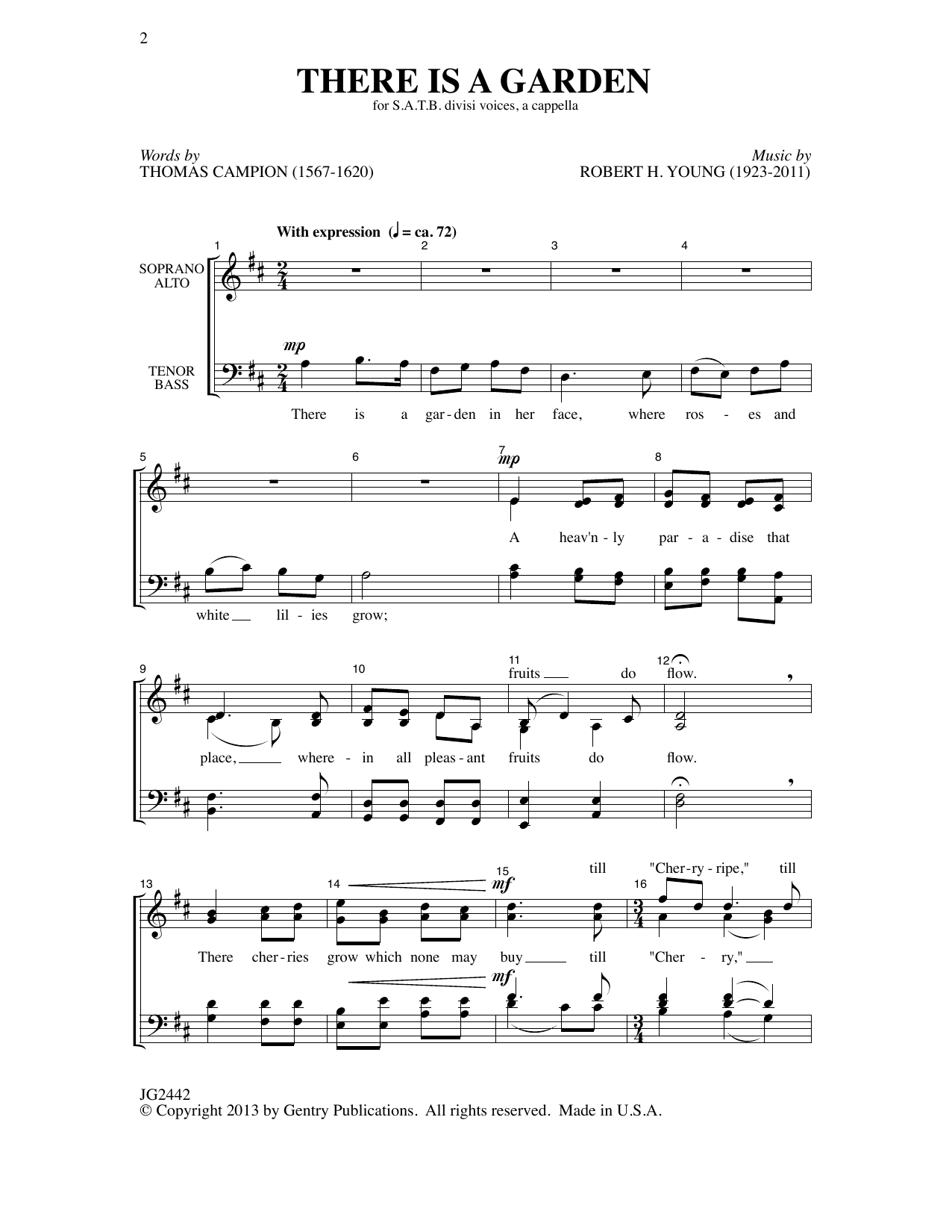 Robert H. Young There Is A Garden sheet music notes and chords arranged for SATB Choir
