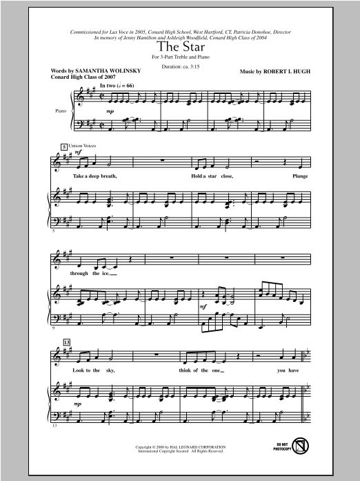 Robert Hugh The Star sheet music notes and chords arranged for 3-Part Treble Choir