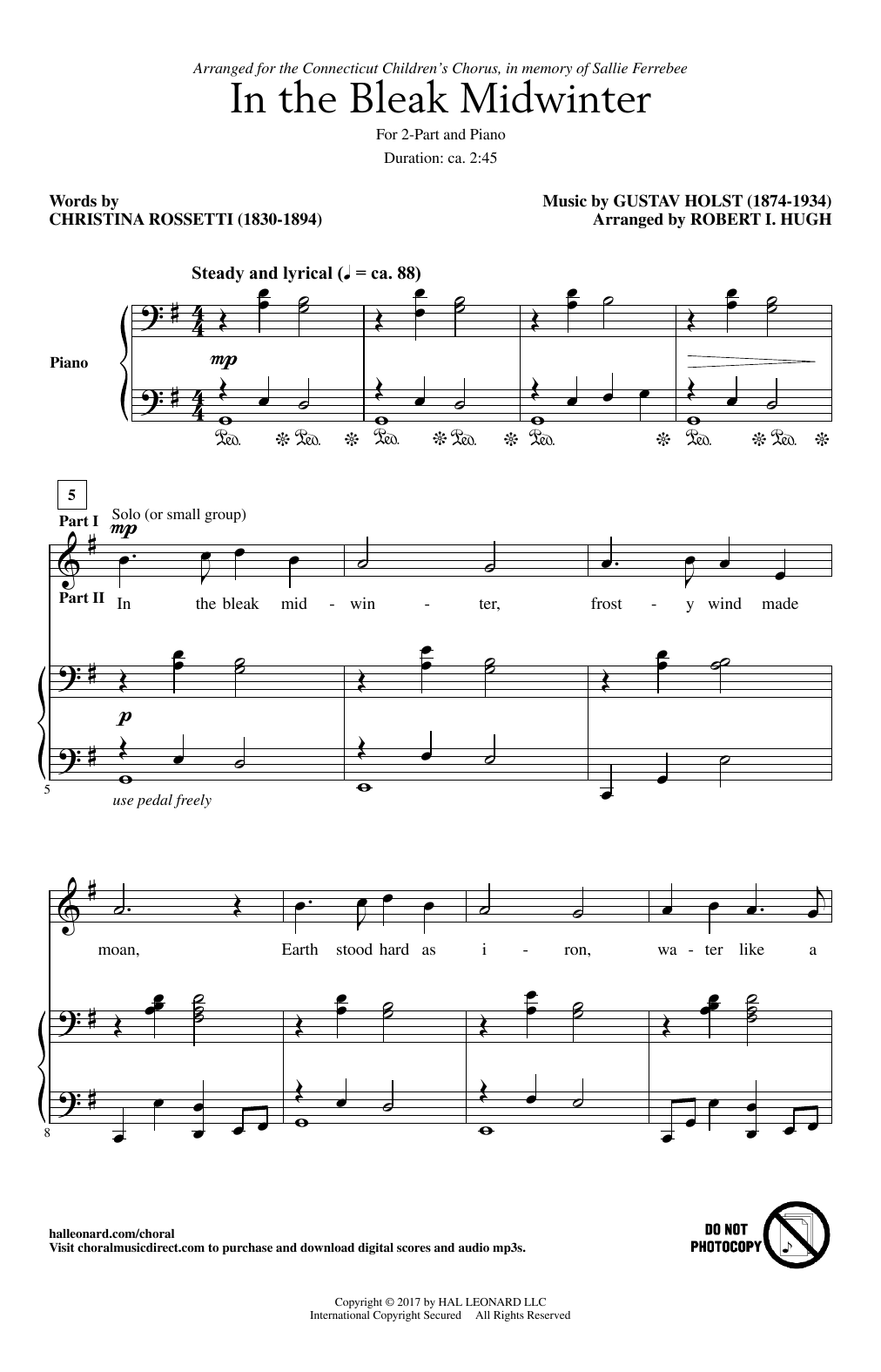 Robert I. Hugh In The Bleak Midwinter sheet music notes and chords arranged for 2-Part Choir