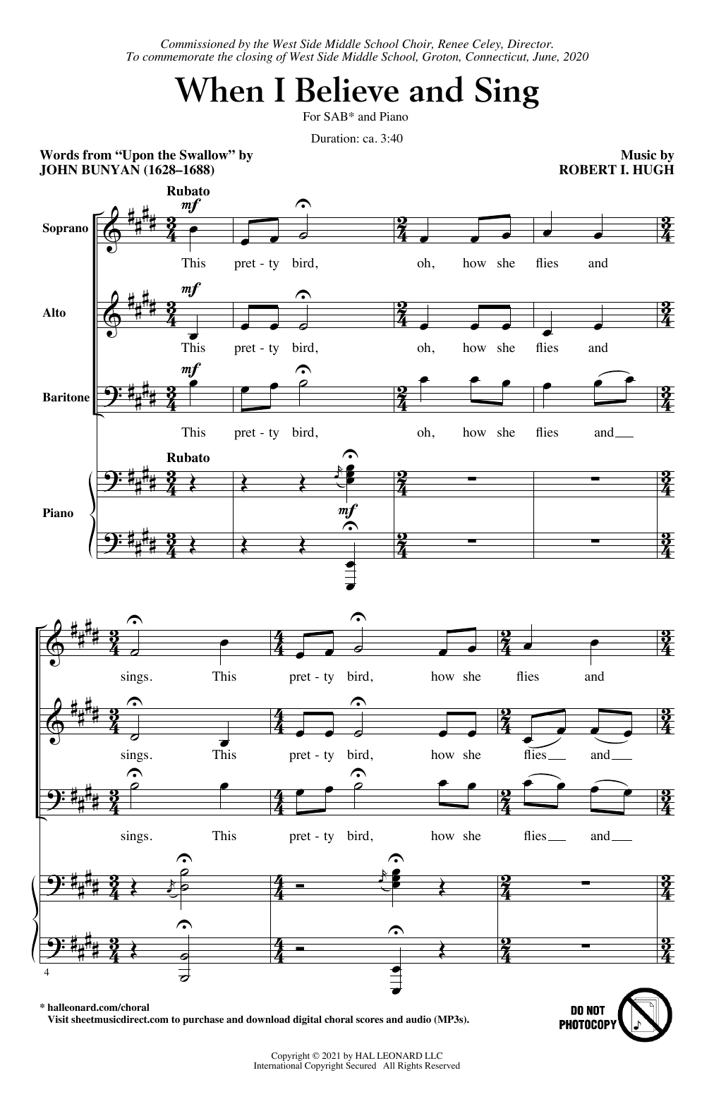 Robert I. Hugh When I Believe And Sing sheet music notes and chords arranged for SAB Choir
