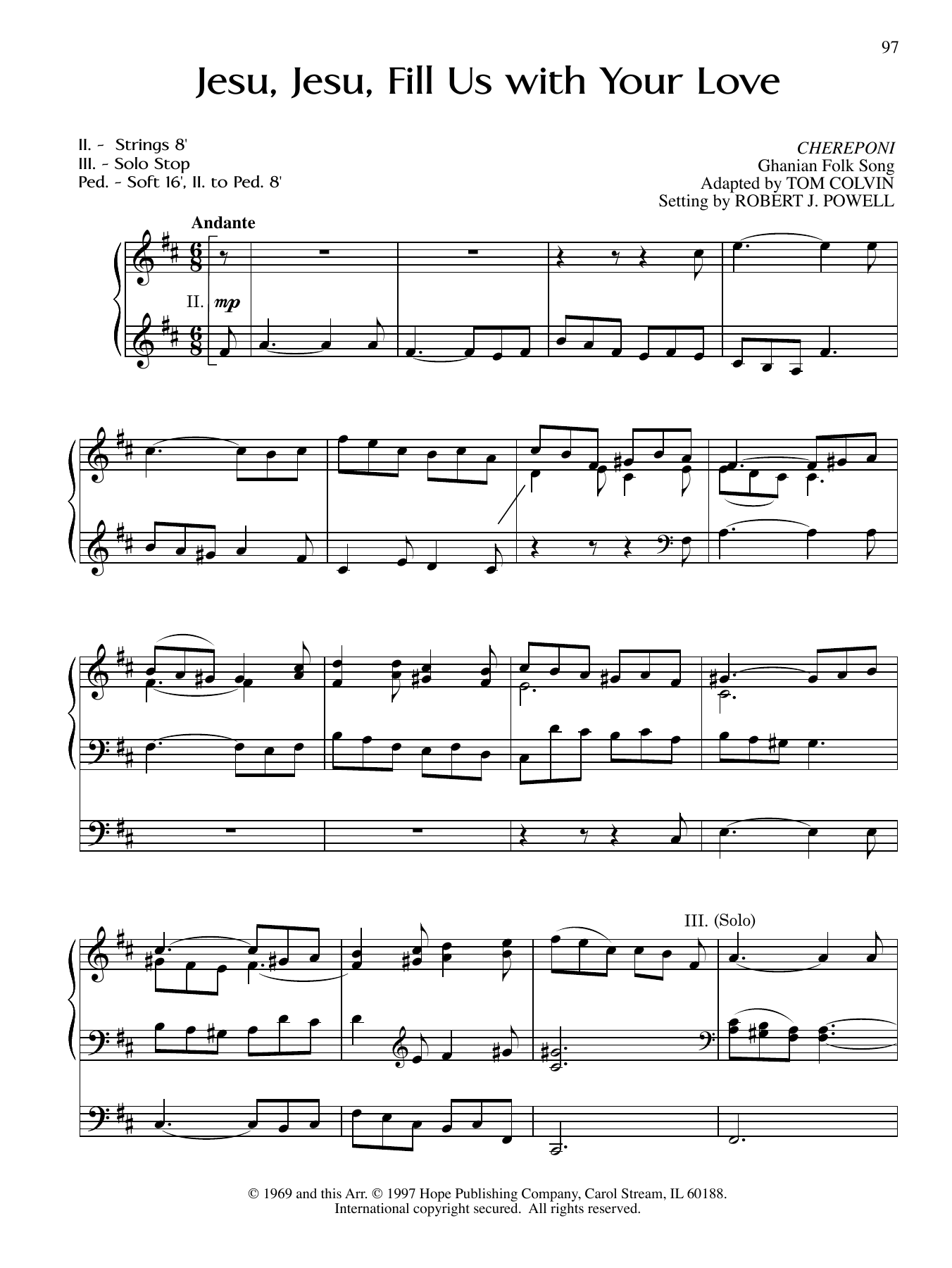 Robert J. Powell Jesu, Jesu, Fill Us with Your Love sheet music notes and chords arranged for Organ