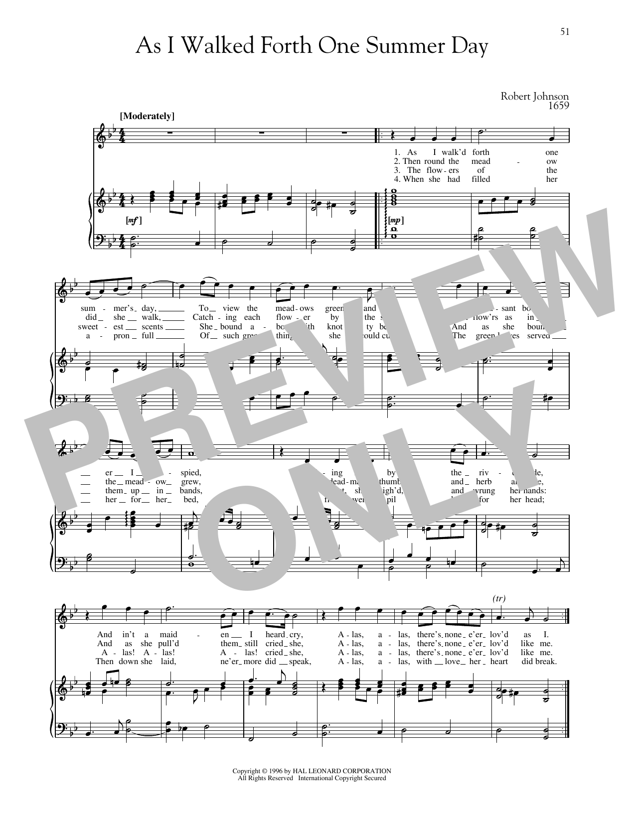 Robert Johnson As I Walked Forth One Summer Day sheet music notes and chords arranged for Piano & Vocal