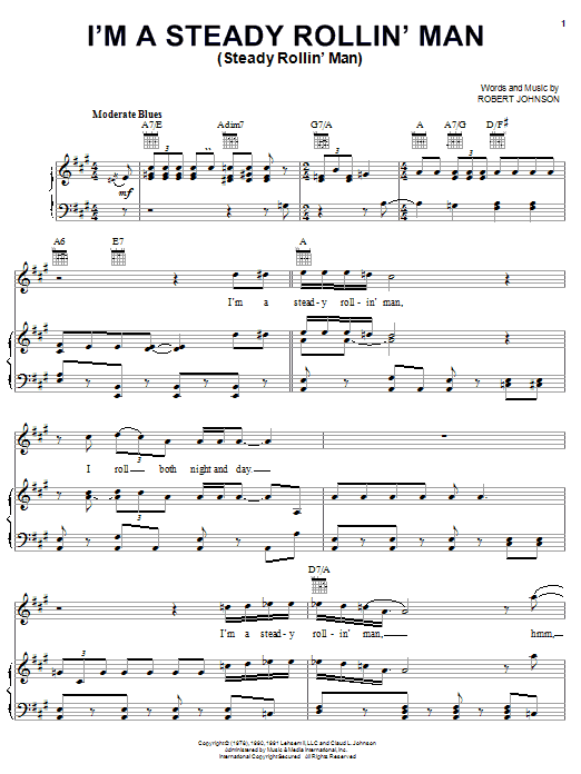 Robert Johnson I'm A Steady Rollin' Man (Steady Rollin' Man) sheet music notes and chords arranged for Easy Guitar Tab
