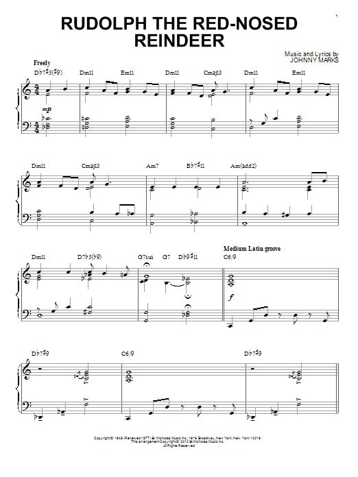 Robert L. May Rudolph The Red-Nosed Reindeer [Jazz version] (arr. Brent Edstrom) sheet music notes and chords arranged for Piano Solo