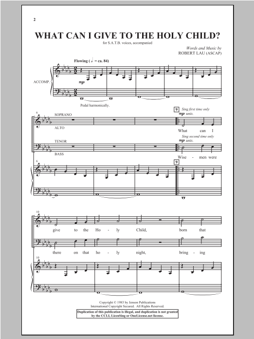 Robert Lau What Can I Give To The Holy Child? sheet music notes and chords arranged for SATB Choir