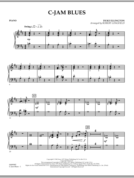 Robert Longfield C-Jam Blues - Piano sheet music notes and chords arranged for Orchestra