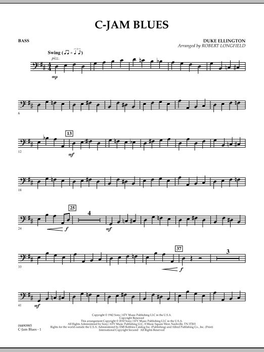 Robert Longfield C-Jam Blues - String Bass sheet music notes and chords arranged for Orchestra