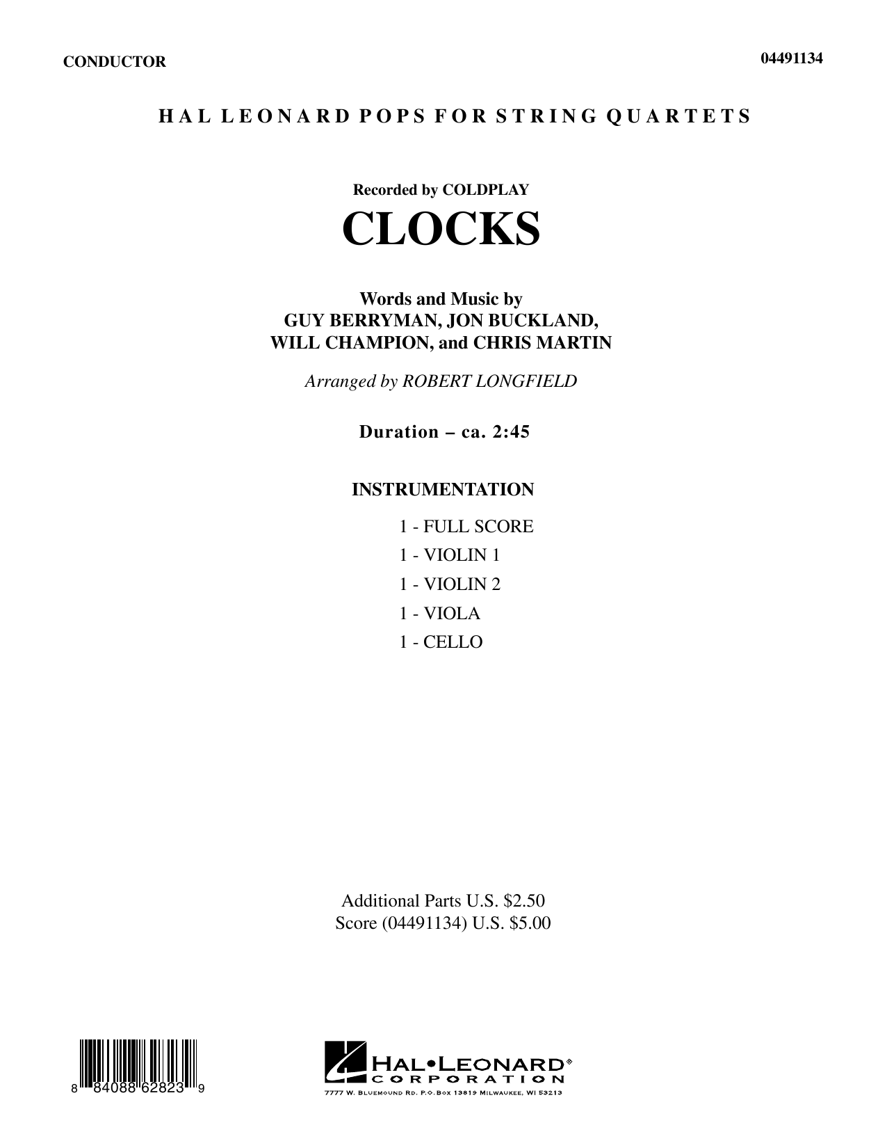 Robert Longfield Clocks - Full Score sheet music notes and chords arranged for String Quartet