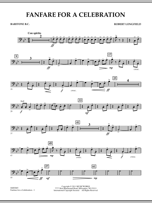 Robert Longfield Fanfare For A Celebration - Baritone B.C. sheet music notes and chords arranged for Concert Band