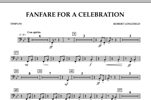 Robert Longfield Fanfare For A Celebration - Timpani sheet music notes and chords arranged for Concert Band