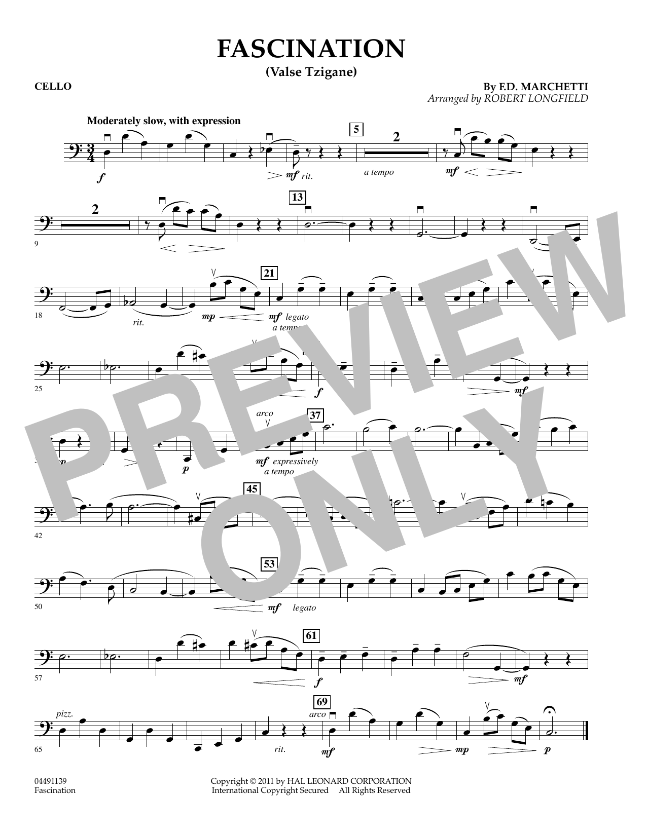 Robert Longfield Fascination (Valse Tzigane) - Cello sheet music notes and chords arranged for String Quartet