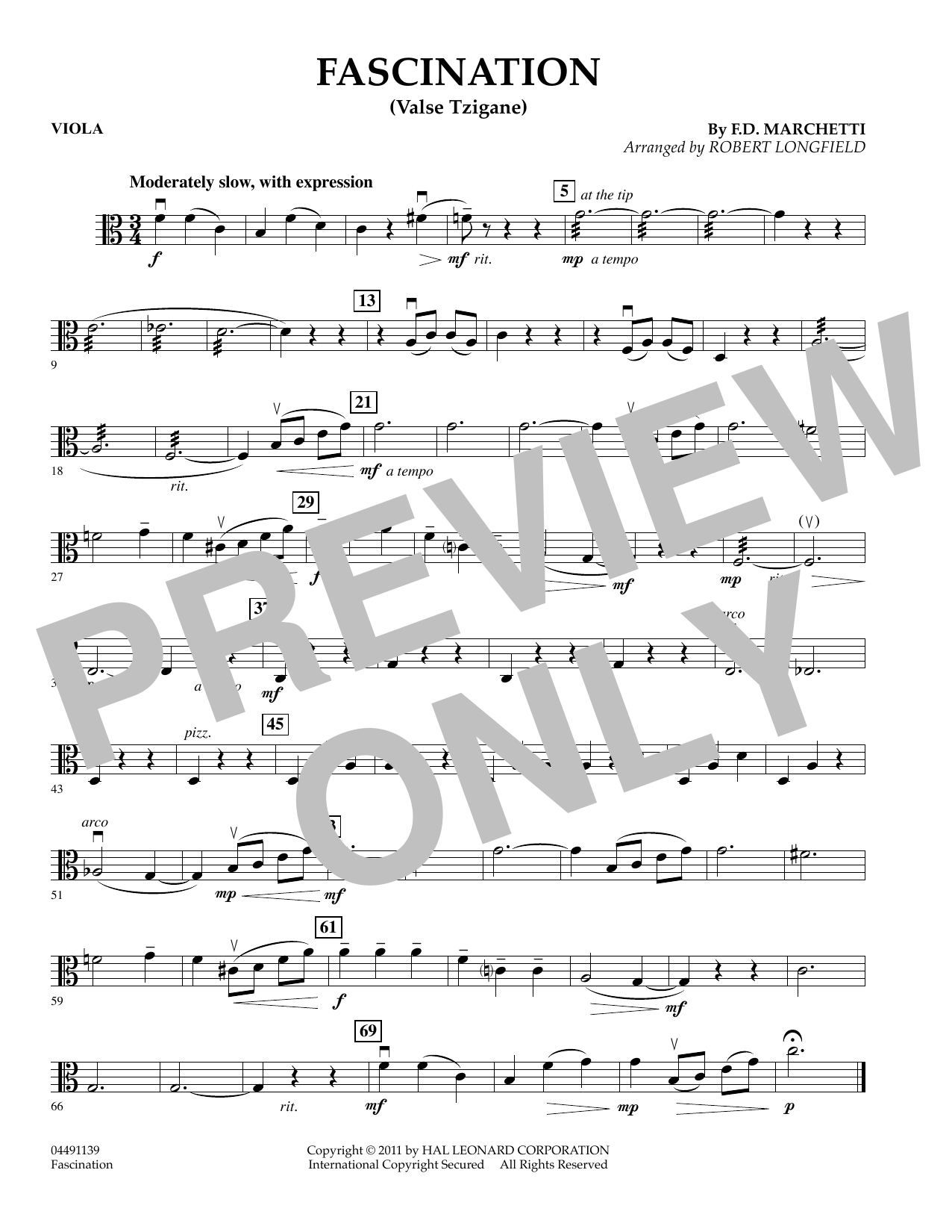 Robert Longfield Fascination (Valse Tzigane) - Viola sheet music notes and chords arranged for String Quartet