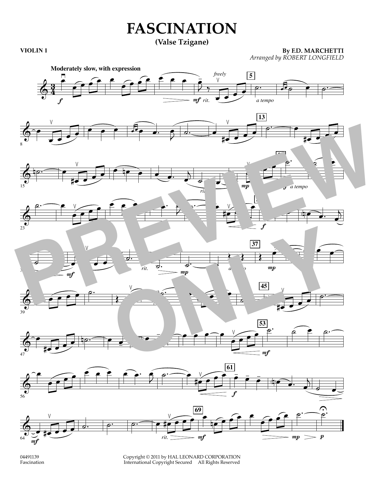 Robert Longfield Fascination (Valse Tzigane) - Violin 1 sheet music notes and chords arranged for String Quartet