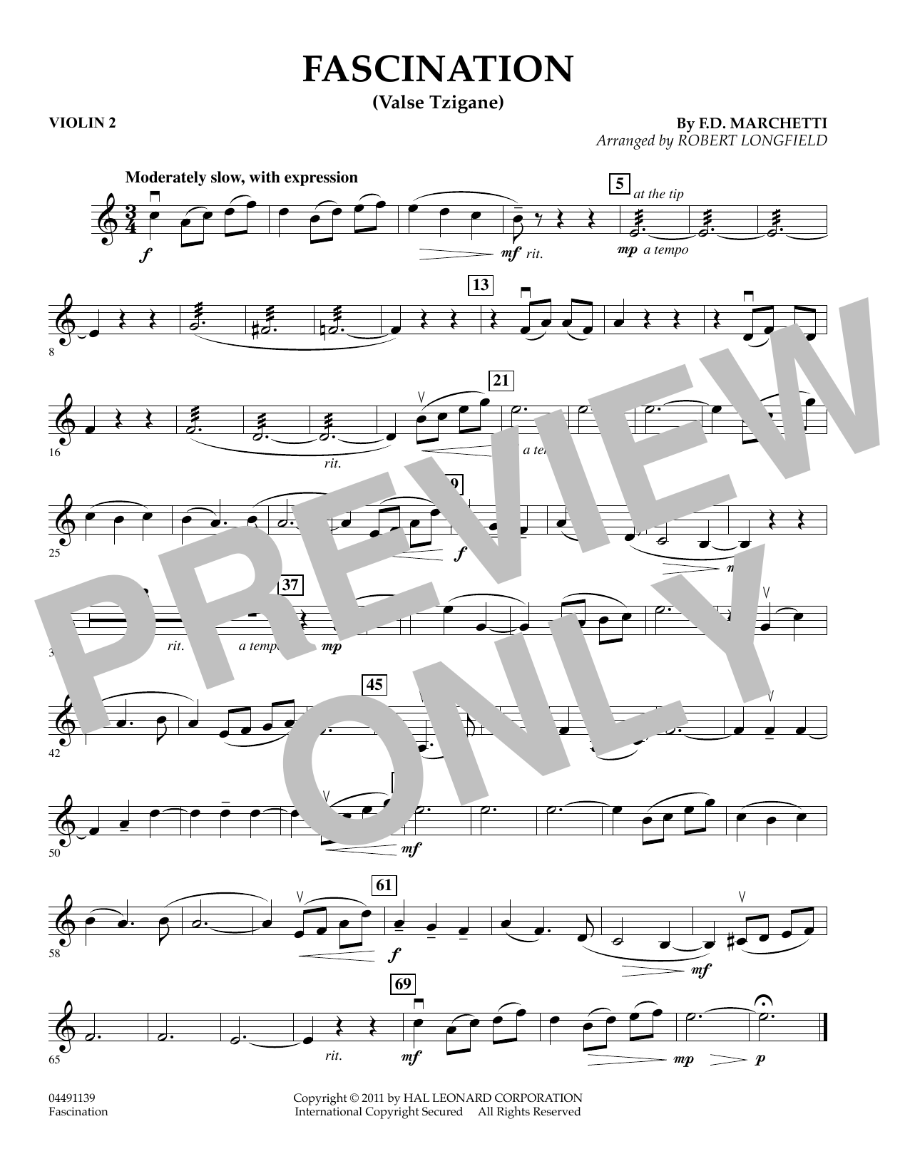 Robert Longfield Fascination (Valse Tzigane) - Violin 2 sheet music notes and chords arranged for String Quartet