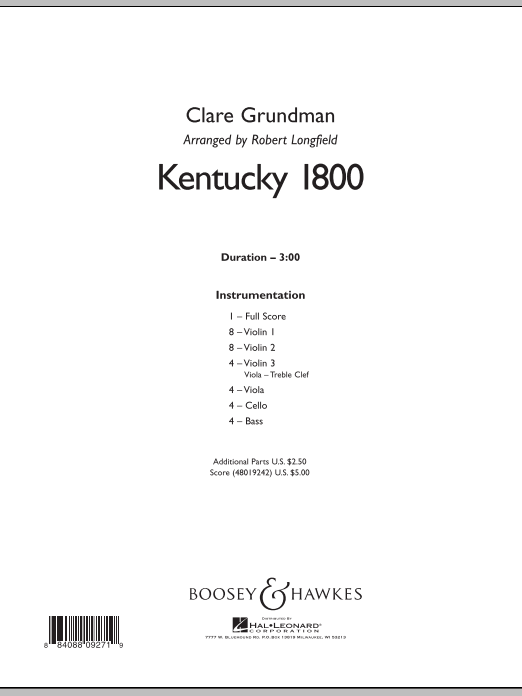 Robert Longfield Kentucky 1800 - Conductor Score (Full Score) sheet music notes and chords arranged for Orchestra