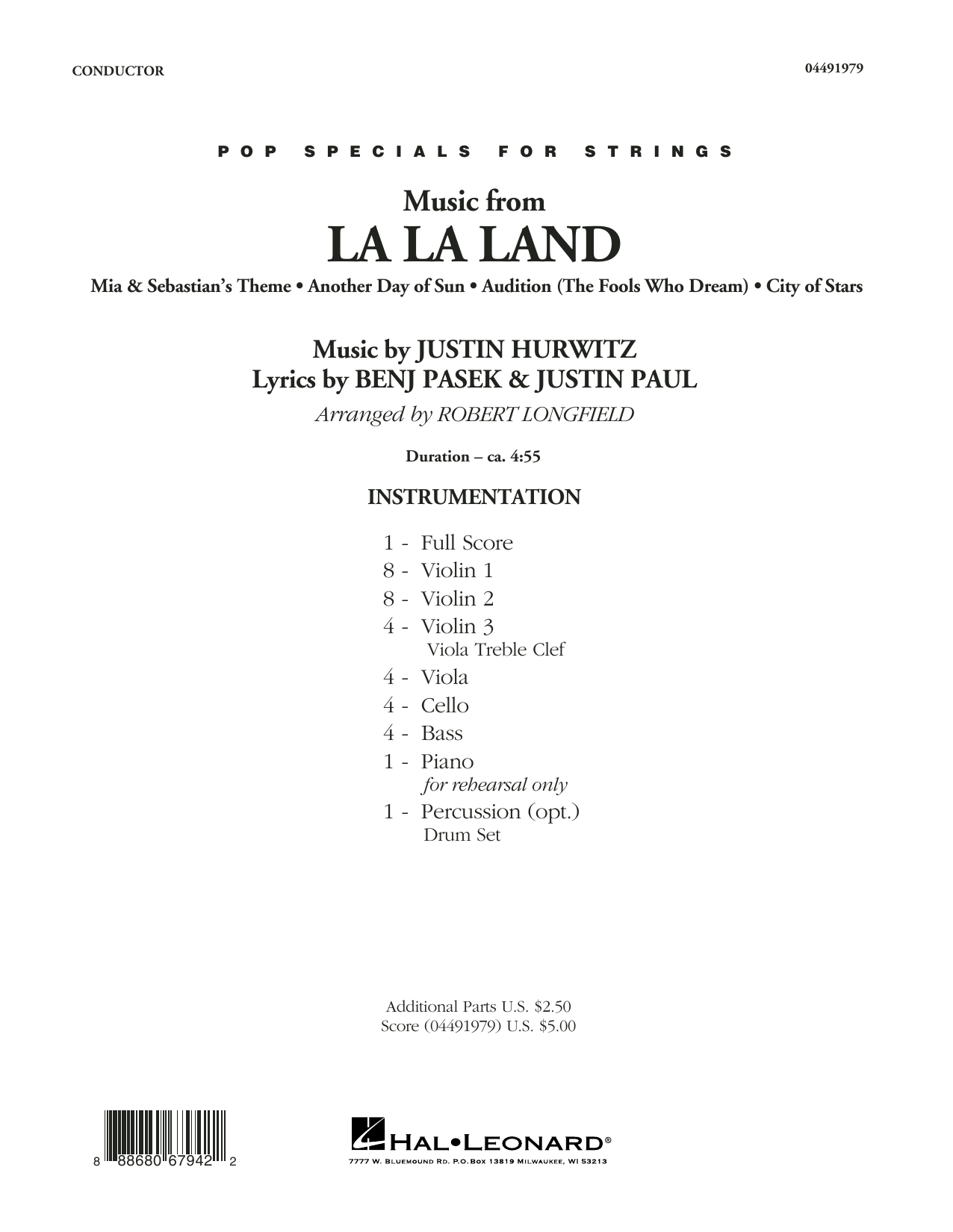 Robert Longfield Music from La La Land - Conductor Score (Full Score) sheet music notes and chords arranged for Orchestra