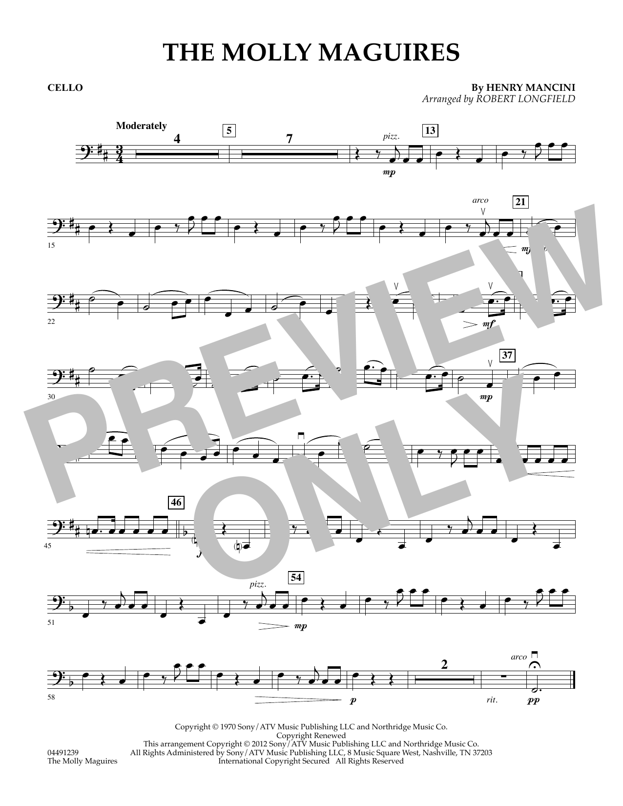 Robert Longfield The Molly Maguires - Cello sheet music notes and chords arranged for String Quartet