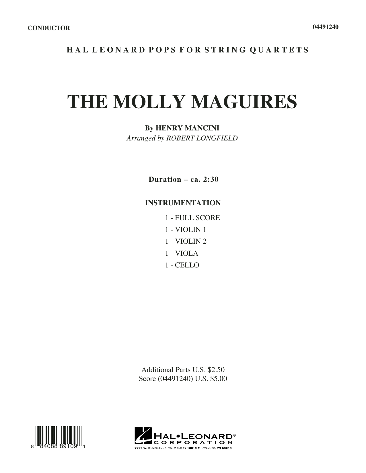 Robert Longfield The Molly Maguires - Conductor Score (Full Score) sheet music notes and chords arranged for String Quartet