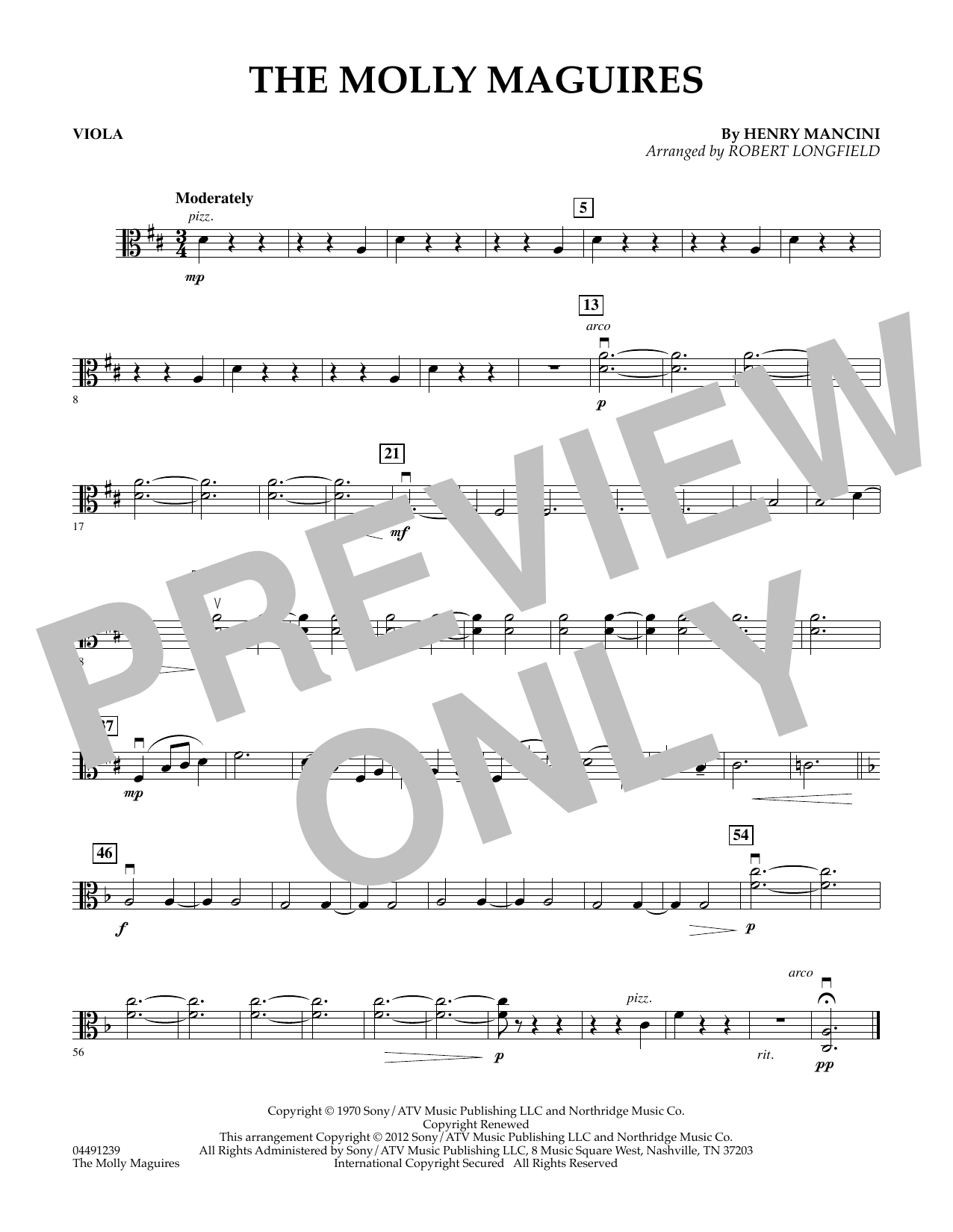 Robert Longfield The Molly Maguires - Viola sheet music notes and chords arranged for String Quartet